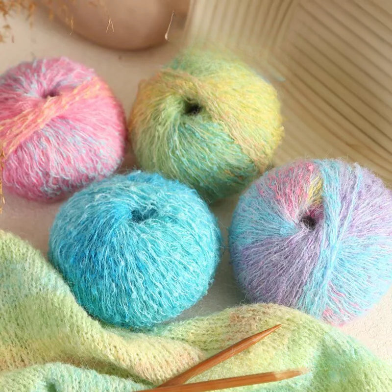 Hand-woven 50 grams of candy colored segment dyed wool