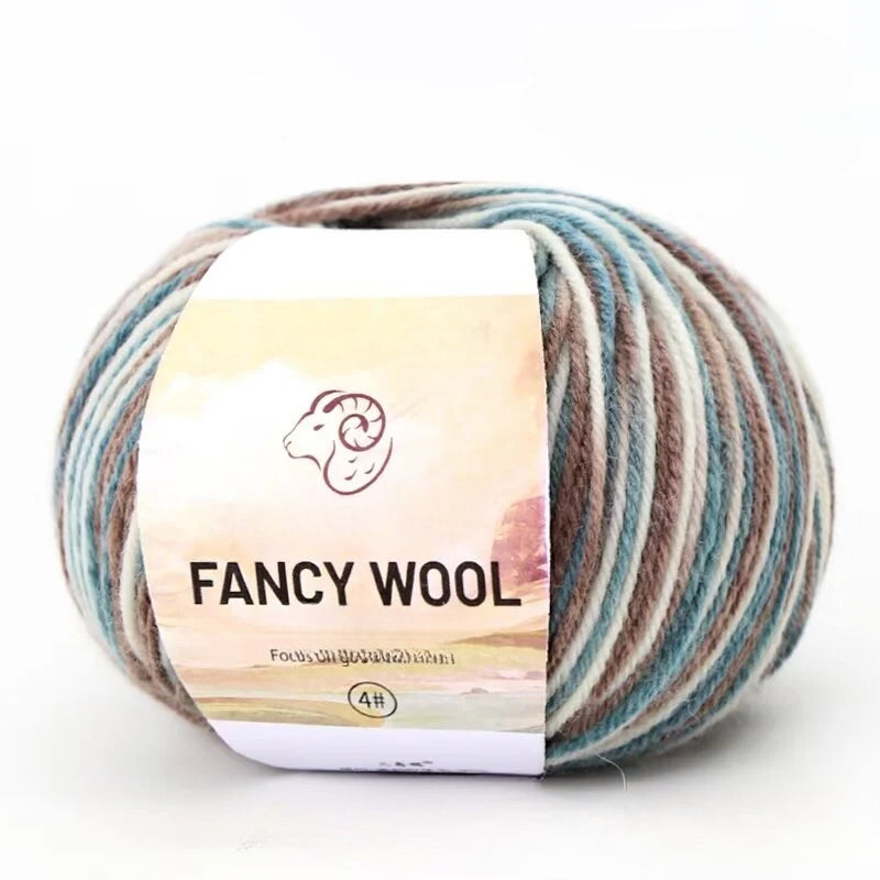Rainbow Fancy Segment Dyed Medium Fine Wool Thread Hand Knitted DIY Shawl Scarf Sweater Wool 50g