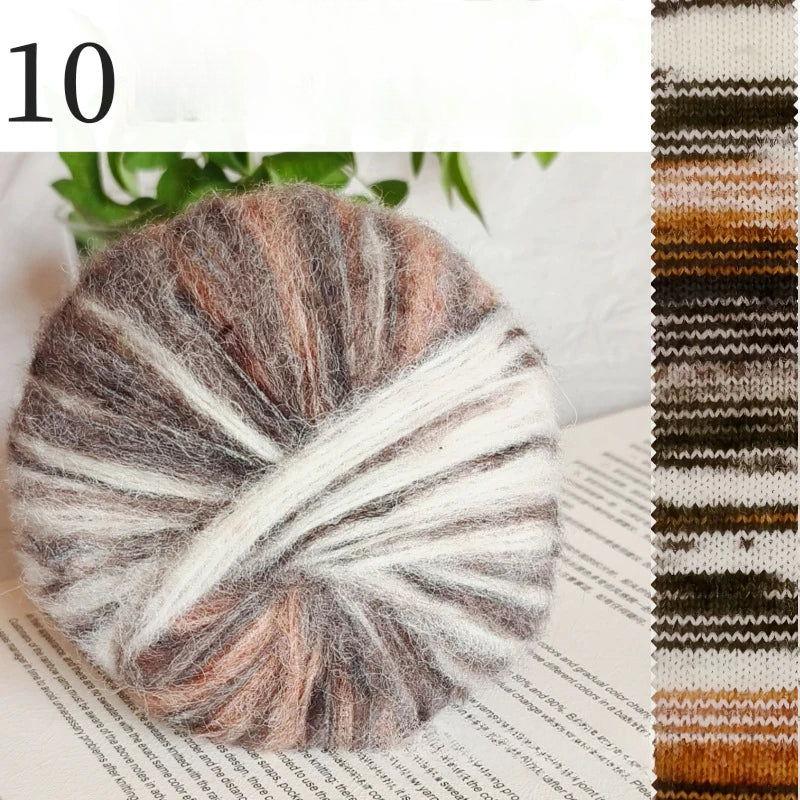 Oil painting series spray hair mohair hand dye gradual change long hair segment dye rainbow wool mohair hand knitted sweater scarf