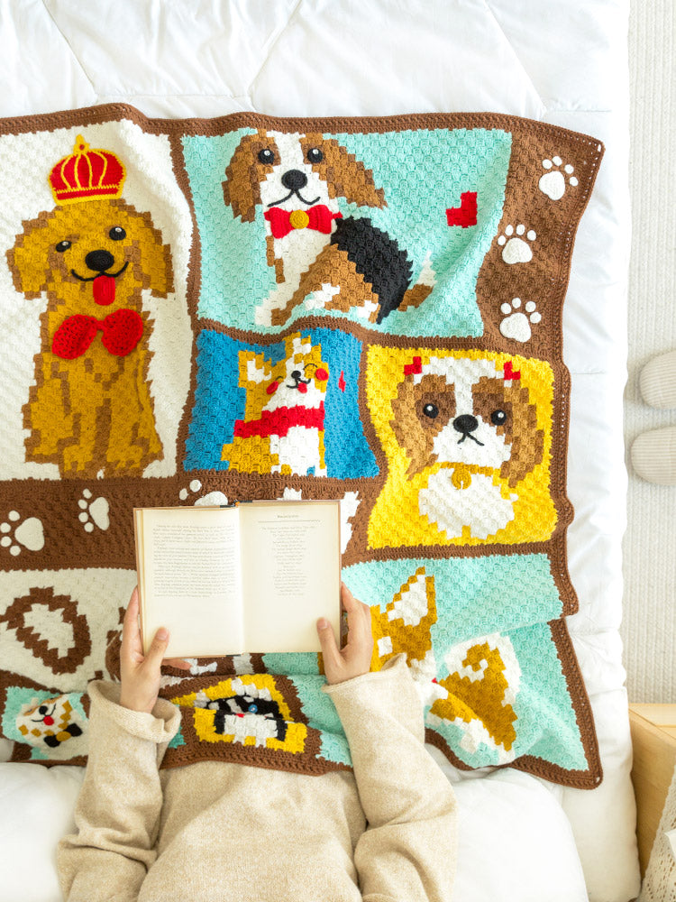 Knit handmade   Blanket      Cotton thread   Special gift  dogs cute