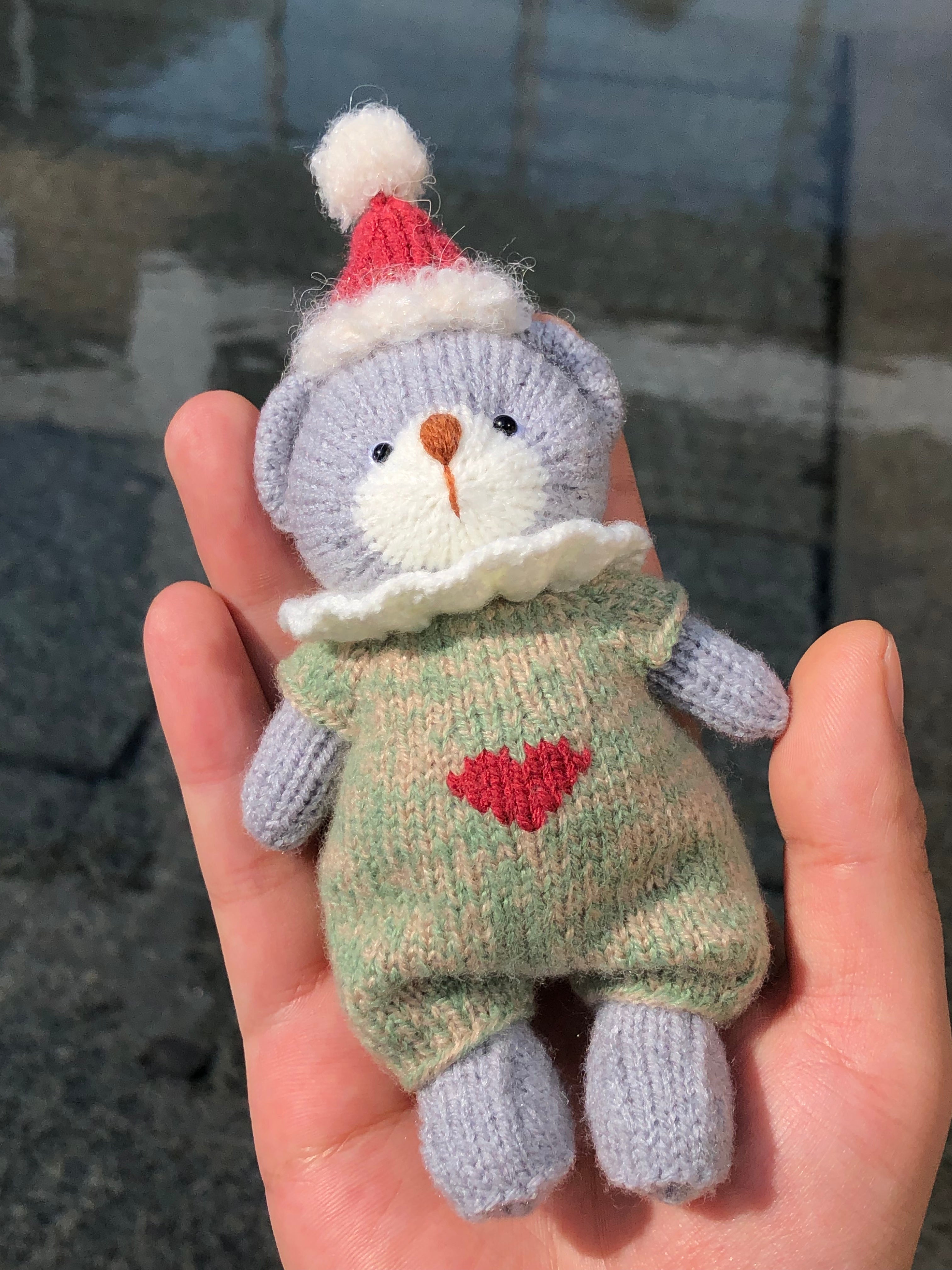 hand knit  Soft  toys   Clothed Cute  bear Stuffed Animal in Dress
