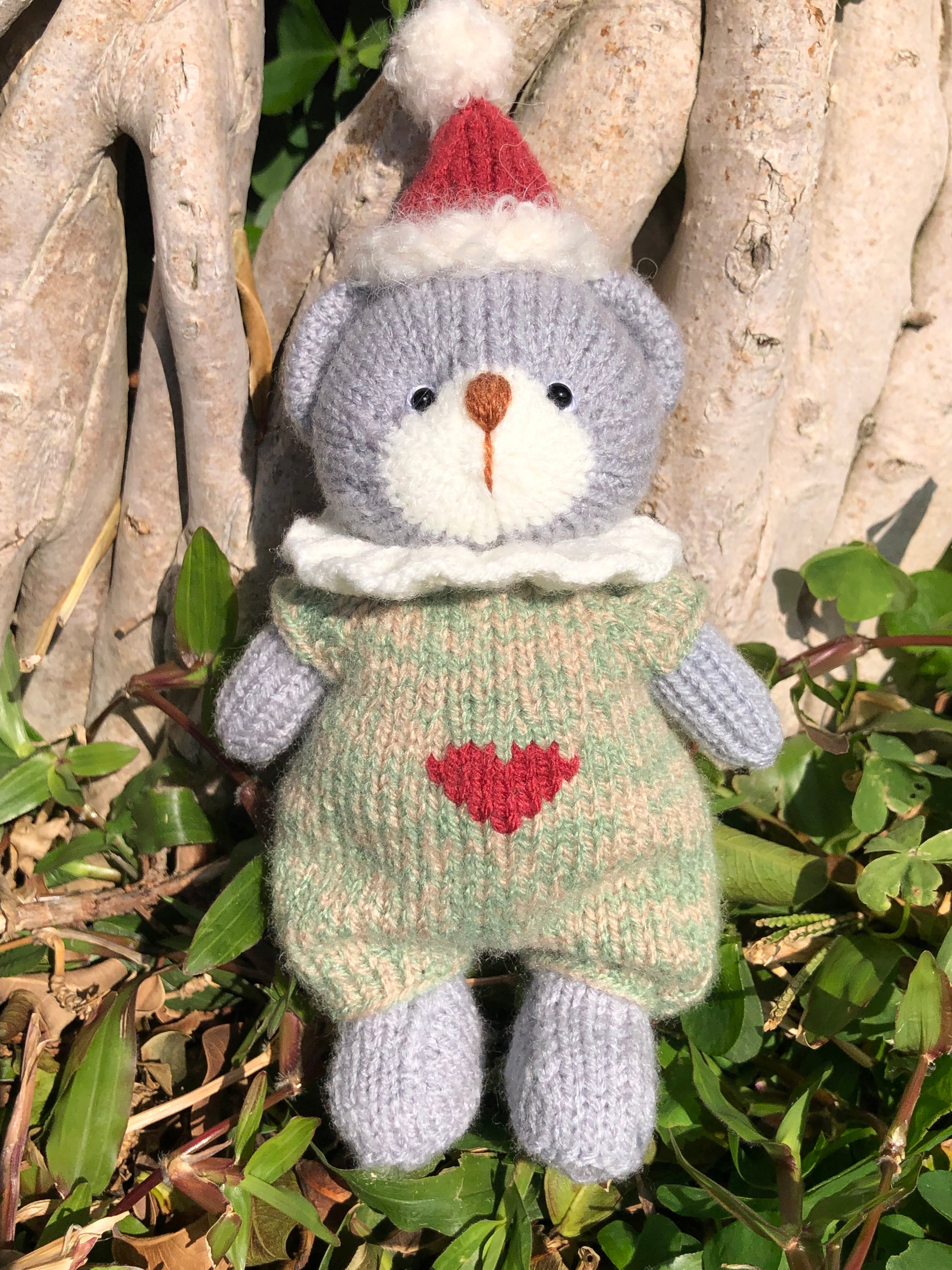 hand knit  Soft  toys   Clothed Cute  bear Stuffed Animal in Dress