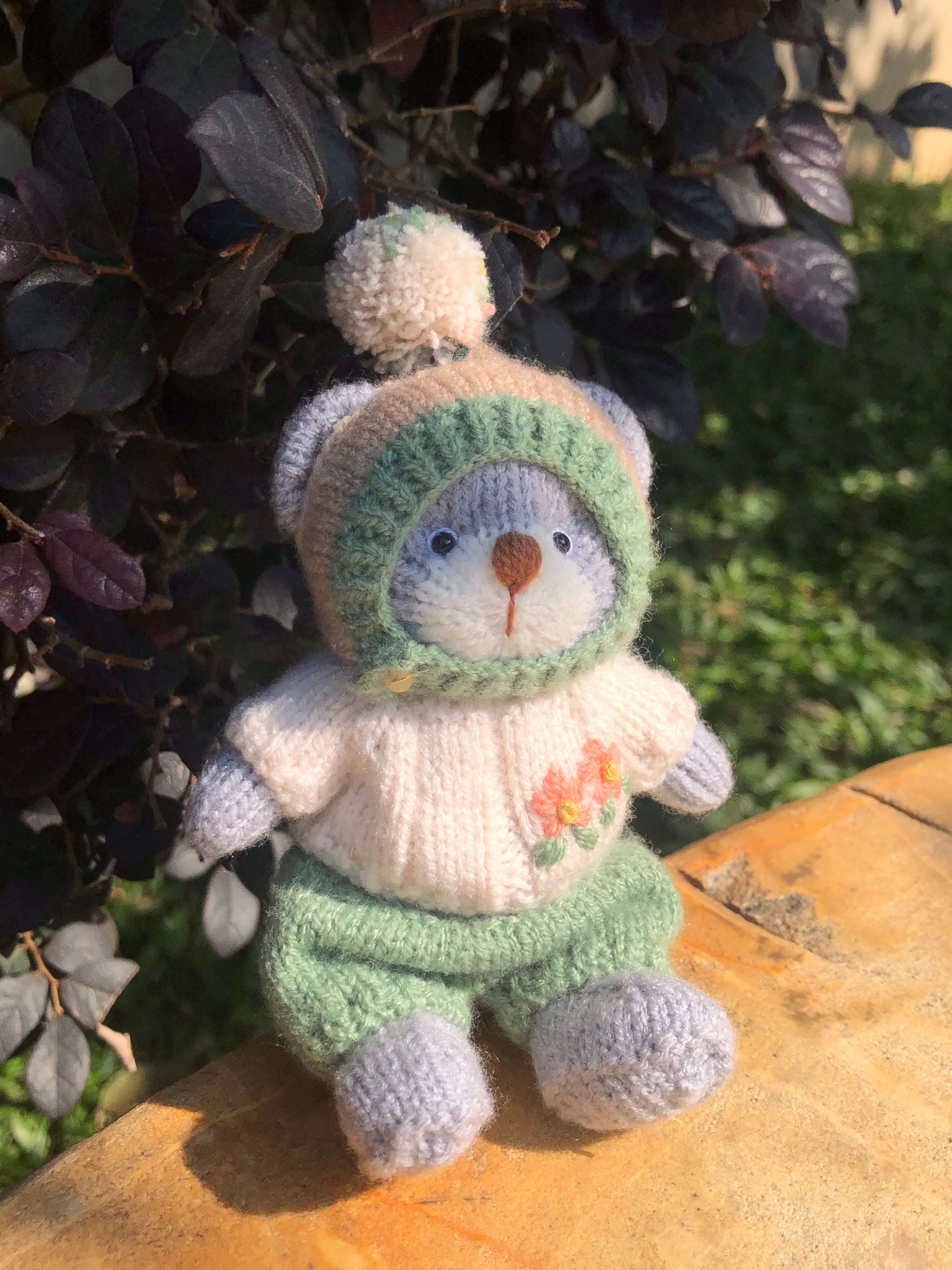 hand knit  Soft  toys   Clothed Cute  bear Stuffed Animal in Dress