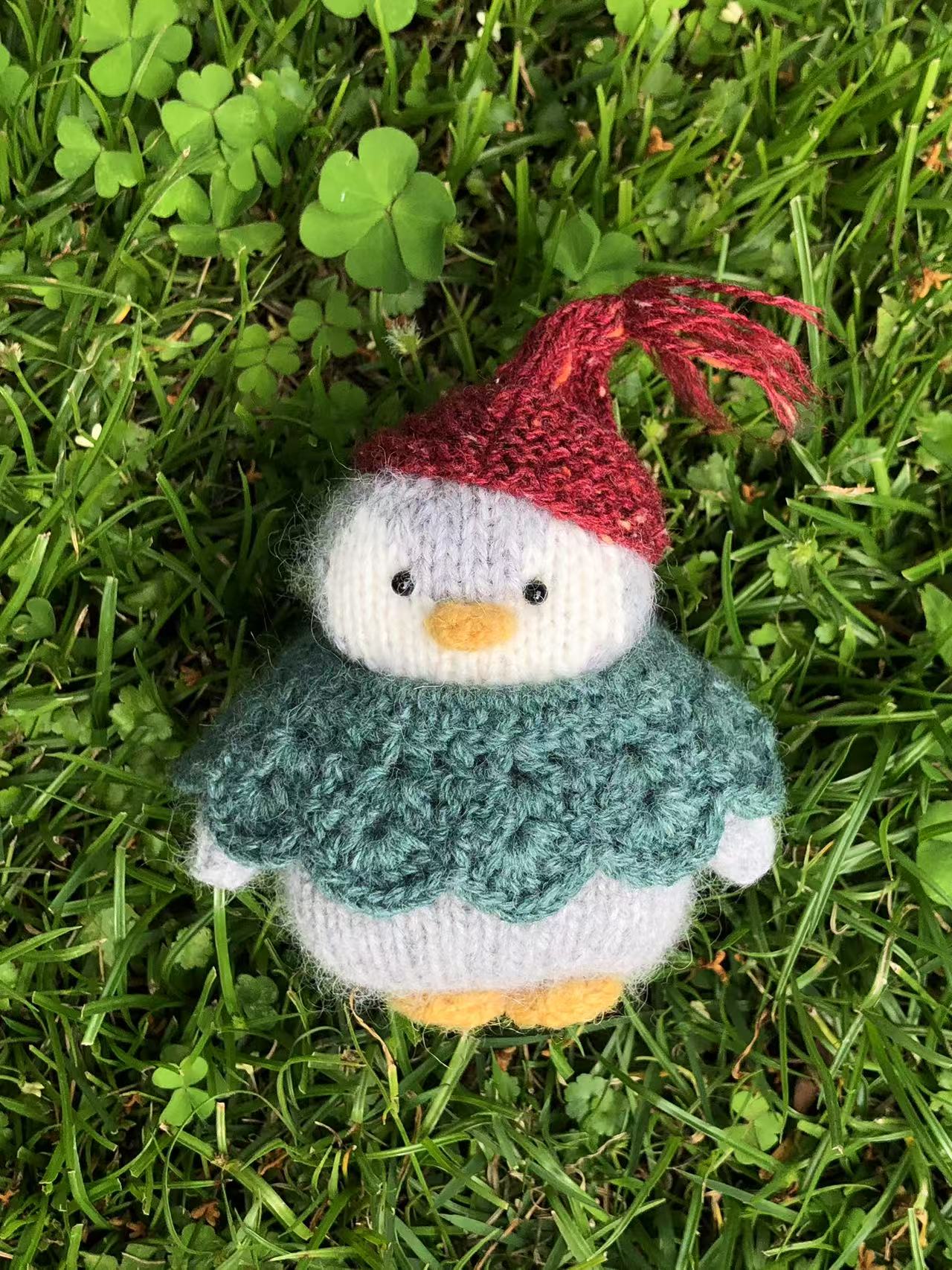 Handmade  knit  Soft  toys   Clothed Cute Penguin Stuffed Animal in Dress handmade toy