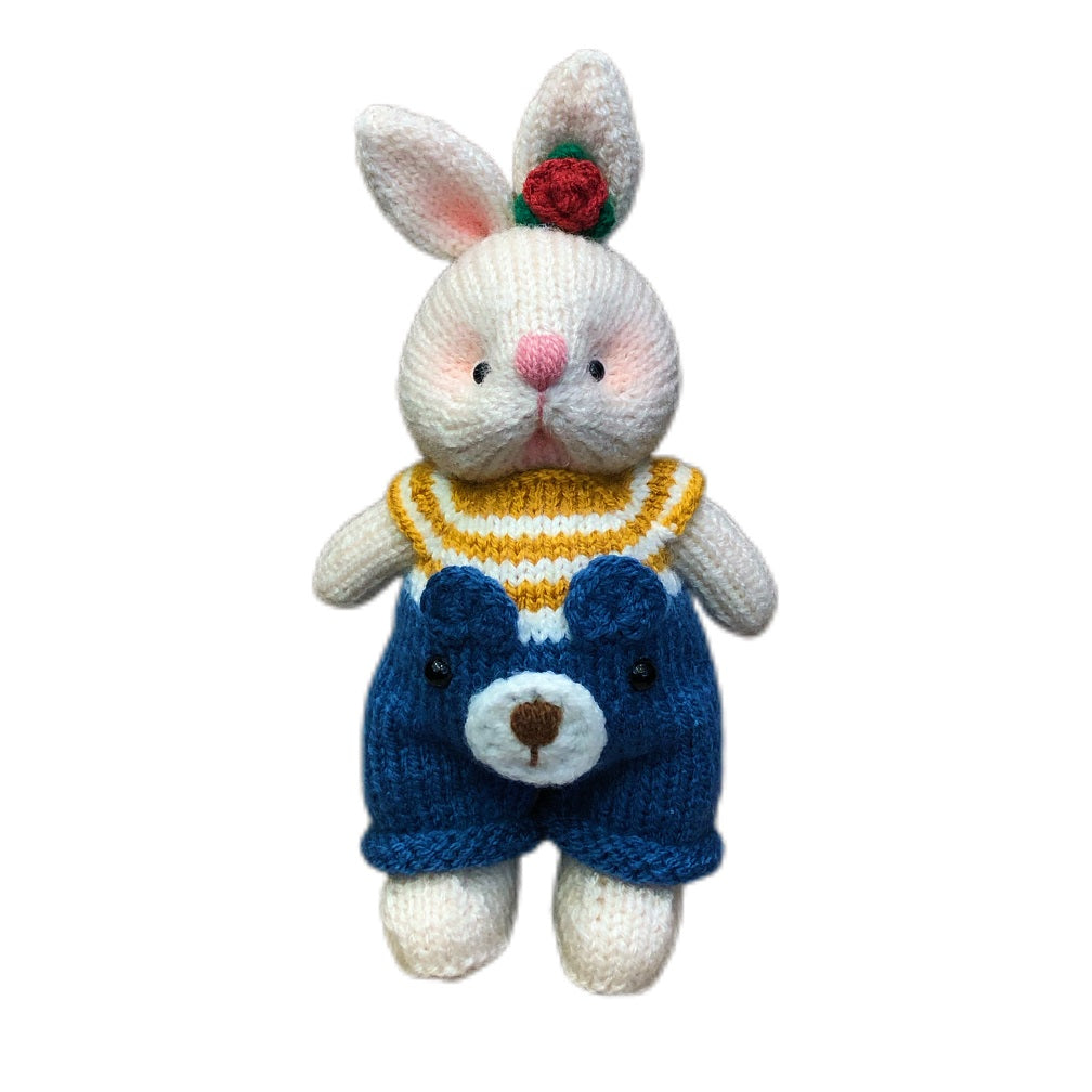 Handmade   Knitted Soft Toys Rabbit toy in Dress gift handmade toy