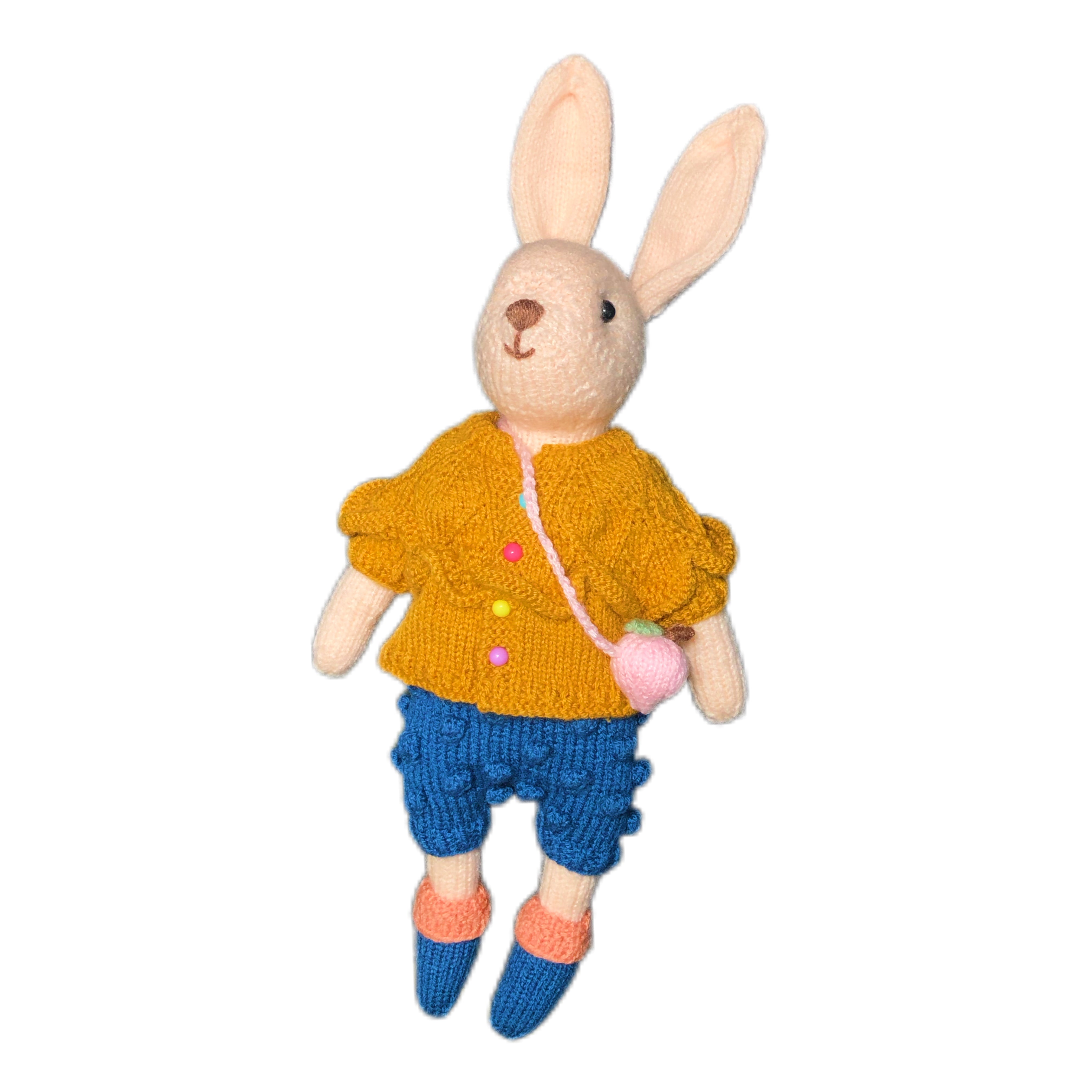 Knitted rabbit toys - Handmade dressed  rabbit doll for unique birthday  gift