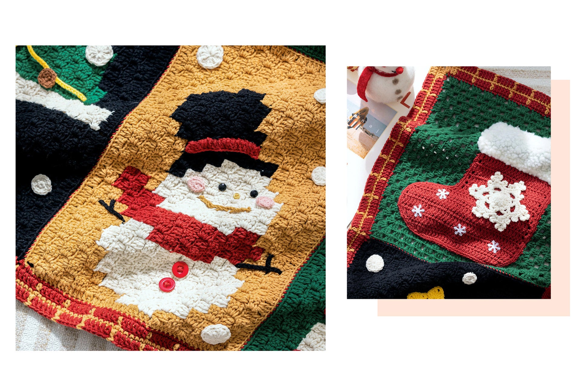 Knit handmade   Blanket     Christmas  Cotton thread