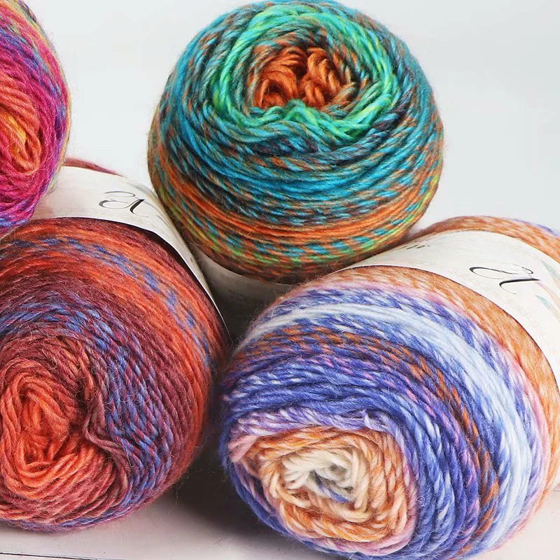 New Rainbow Thread Bohemian Rainbow Medium Thickness Hand Knitted Wool Cake Thread Crafts