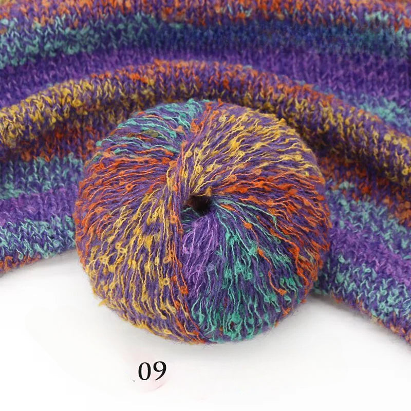 Hand-woven 50 grams of candy colored segment dyed wool