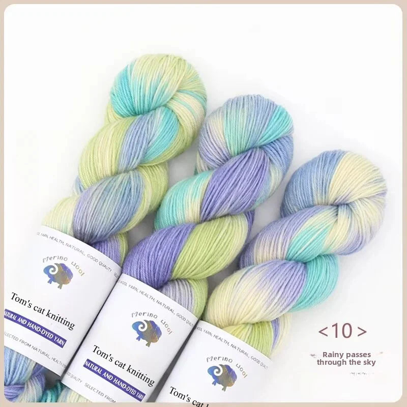 Dopamine hand dye gradual change wool thread segment dye wool DIY hand knitted baby sweater scarf ball thread 100g
