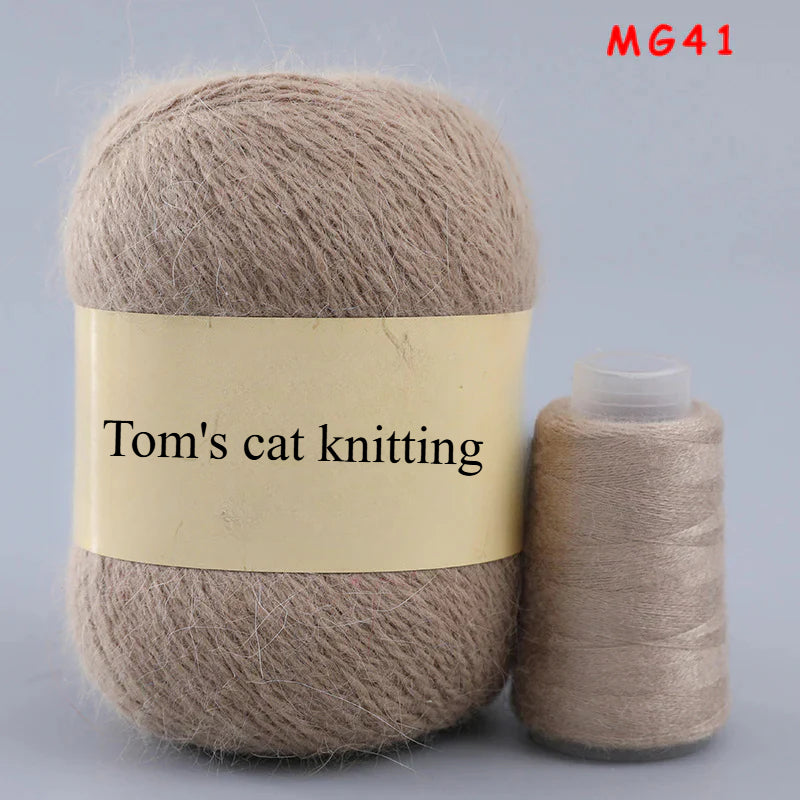 Long-haired mink fleece yarn,  13s/2 medium and thick hand-woven rabbit wool