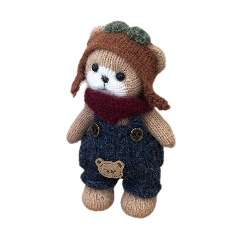 Hand knit  Soft  toys   wool  handmade  Clothed Cute  Bear Stuffed Animal in Dress