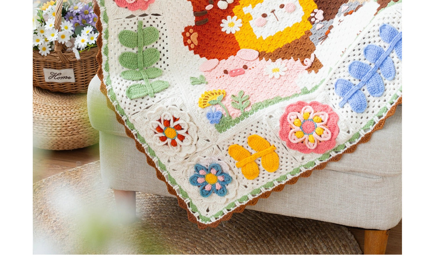 handmade   Blanket    Cotton thread   Special gift  zoo blanket  baby blanket  knit knitting  knit blanket