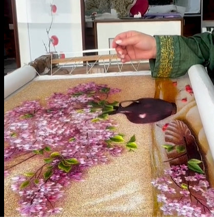 handmade art   flowers   full  Embroidery painting Lilac  Embroidery  artwork