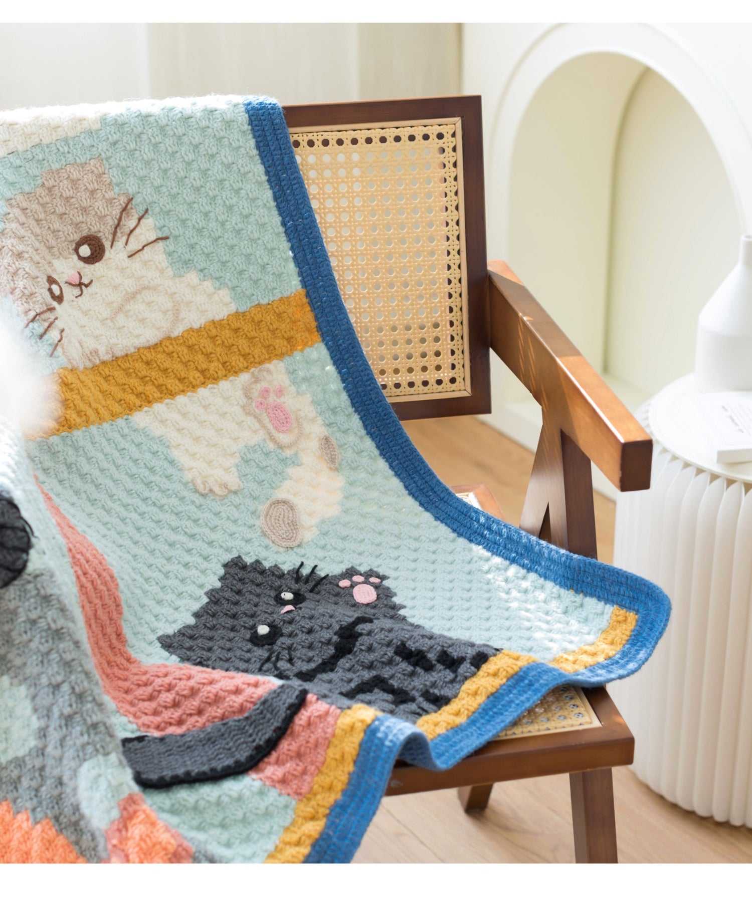 Knit handmade   Blanket      Cotton thread   Special gift cat blanket