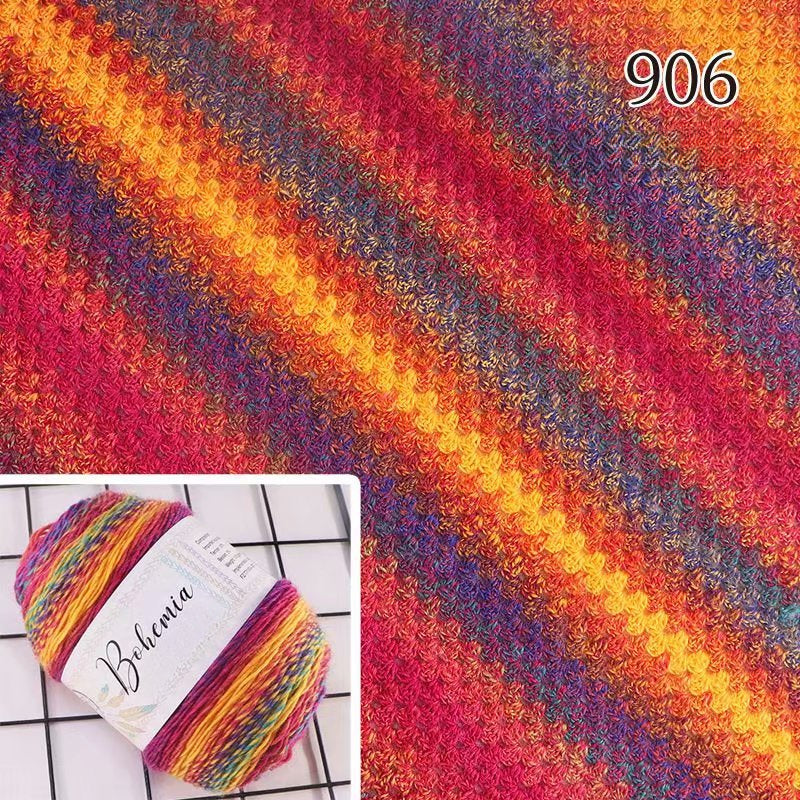 New Rainbow Thread Bohemian Rainbow Medium Thickness Hand Knitted Wool Cake Thread Crafts