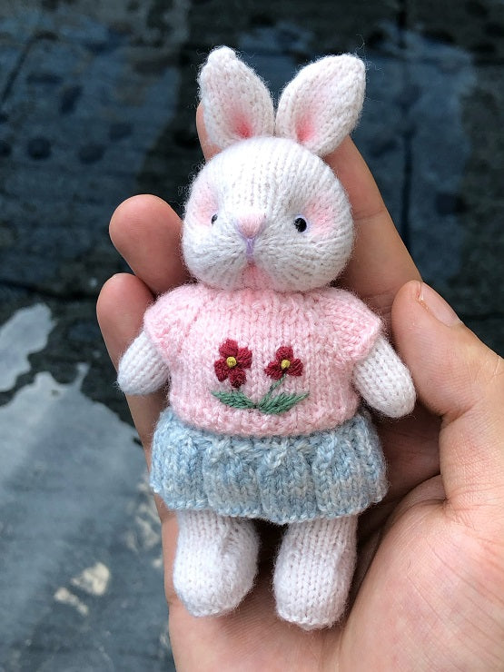 Handmade   Knitted Soft Toys Rabbit toy in Dress gift handmade toy