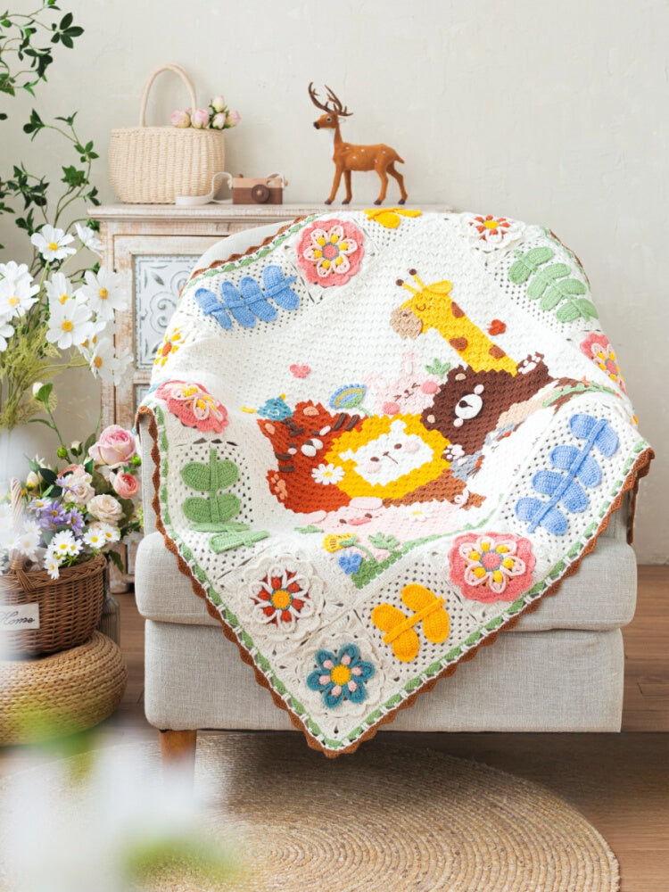 handmade   Blanket    Cotton thread   Special gift  zoo blanket  baby blanket  knit knitting  knit blanket