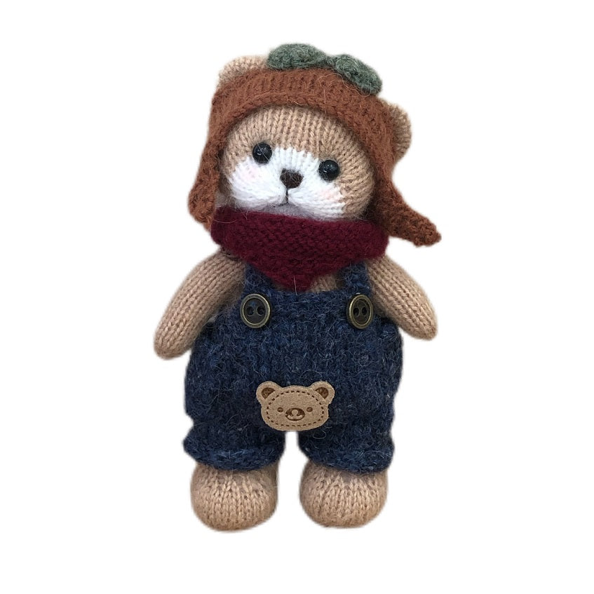 Hand knit  Soft  toys   wool  handmade  Clothed Cute  Bear Stuffed Animal in Dress