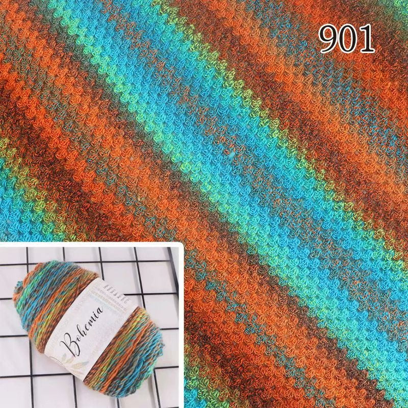 New Rainbow Thread Bohemian Rainbow Medium Thickness Hand Knitted Wool Cake Thread Crafts