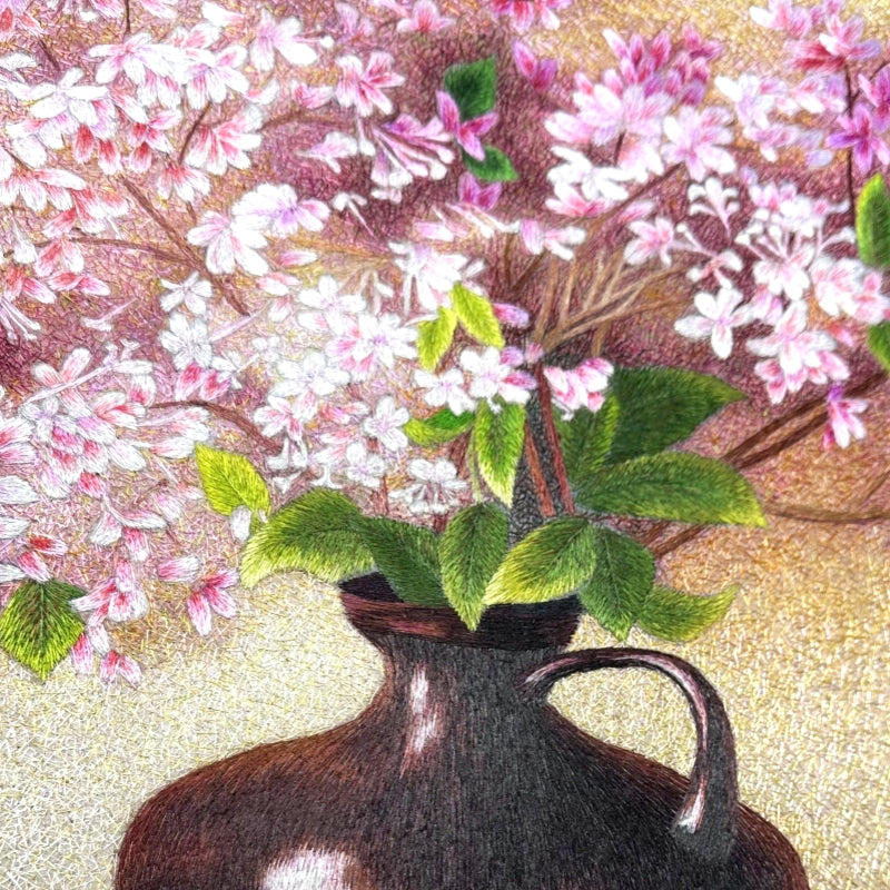 handmade art   flowers   full  Embroidery painting Lilac  Embroidery  artwork