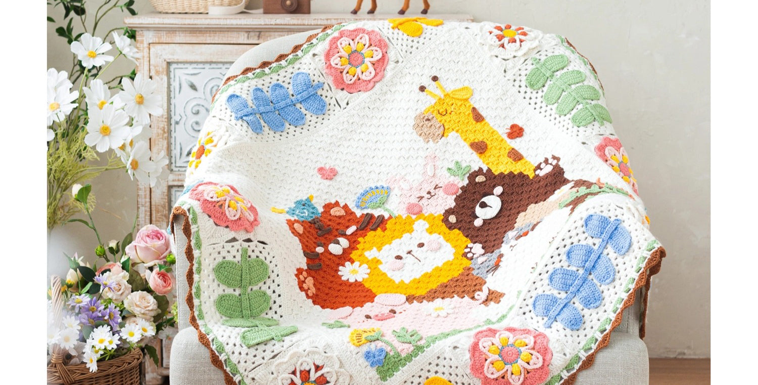 handmade   Blanket    Cotton thread   Special gift  zoo blanket  baby blanket  knit knitting  knit blanket