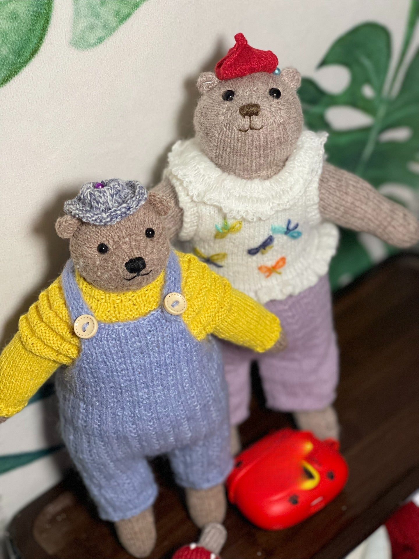 hand knit  Soft  toys   Clothed Cute  bear Stuffed Animal in Dress