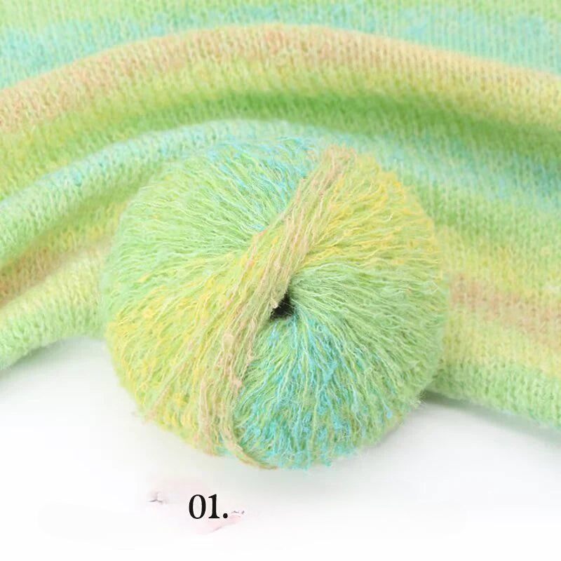 Hand-woven 50 grams of candy colored segment dyed wool