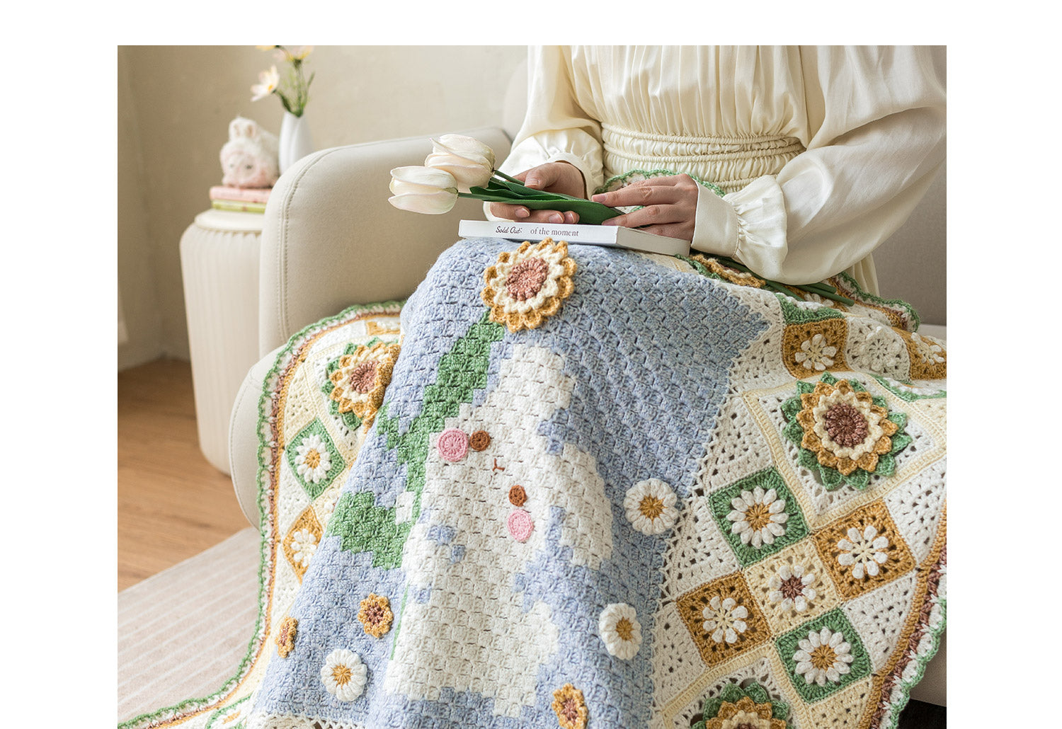 handmade   Blanket      Cotton thread   Special gift   knit by cotton Rose blanket  baby blanket  knit Pillow