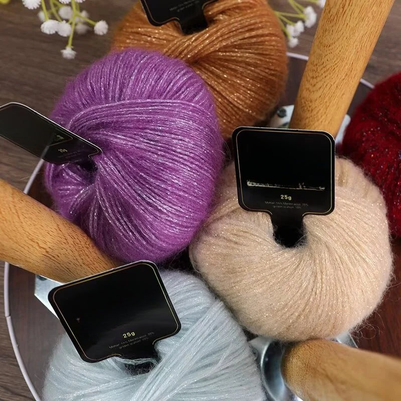 Gold onion glittering silk mohair new color colorful gold sprayed wool yarn medium thick wool ball hand-knitted sweater