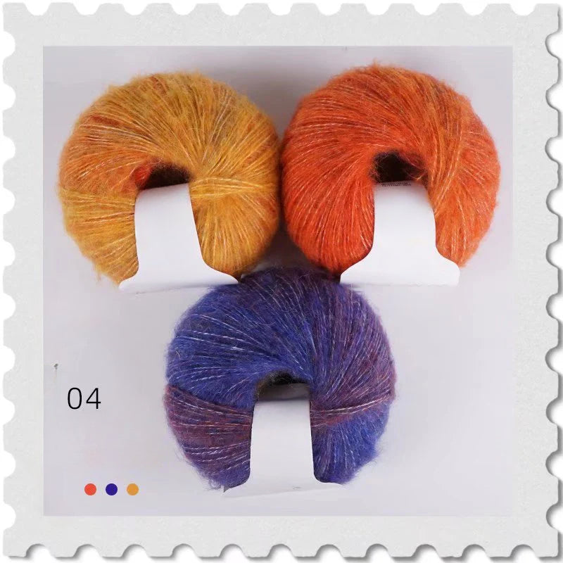 Gradual change wool thread rainbow colorful pony sea shawl handmade scarf thread ball line