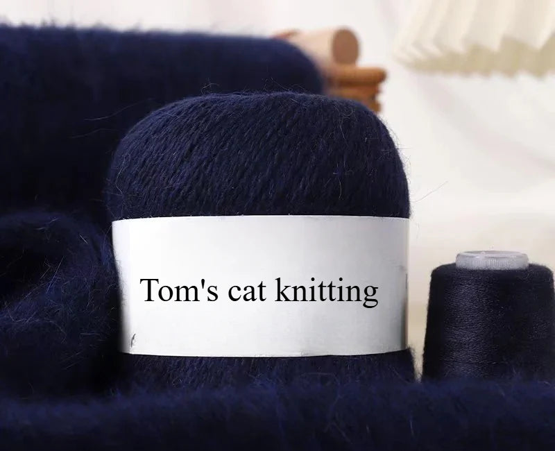 Long-haired mink wool, hand-knitted cashmere knitted hat jacket, woven medium-coarse mink scarf cashmere thread
