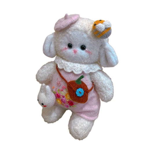 Handmade  knit  Soft  toys   Clothed Cute Sheep Stuffed Animal in Dress handmade toy