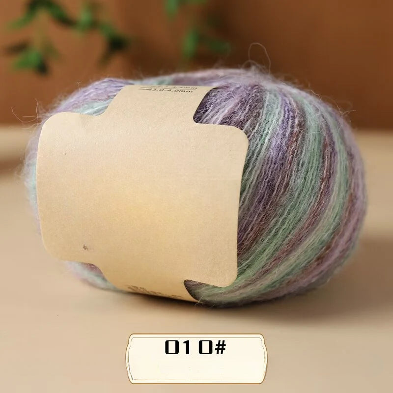 Colorful small cloud velvet segment dyed silk mohair worsted fine wool lace thread hand-woven sweater scarf shawl