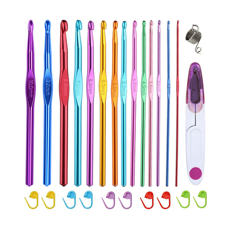 Cross-border 100-piece crochet set Color alumina single head Full set of crochet DIY knitting tools Material