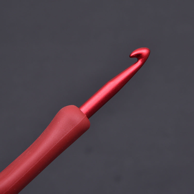 Red crochet DIY hand knitting tool alumina hook wool needle bag silicone non-slip crochet wholesale