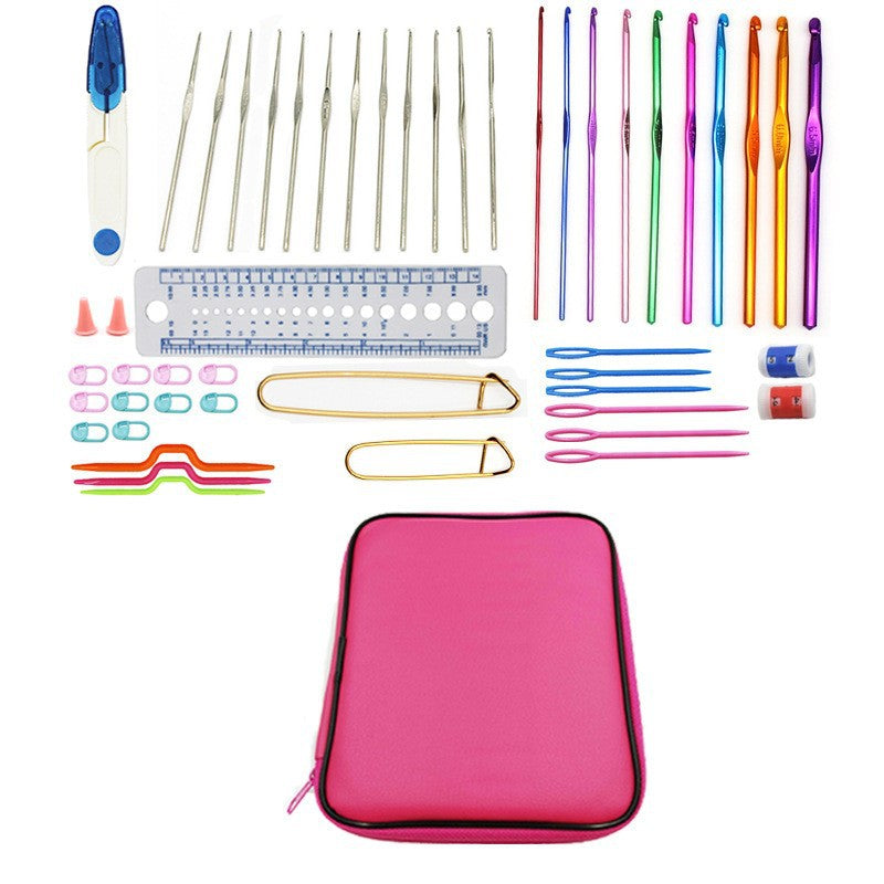 Cross-border 100-piece crochet set Color alumina single head Full set of crochet DIY knitting tools Material