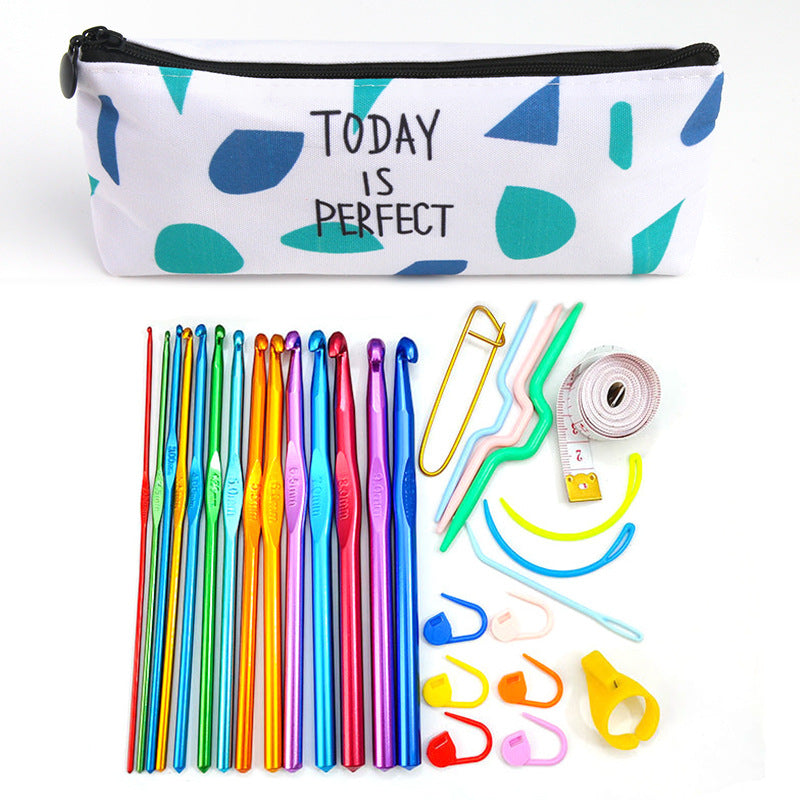 Cross-border 100-piece crochet set Color alumina single head Full set of crochet DIY knitting tools Material