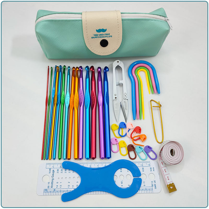 Cross-border 100-piece crochet set Color alumina single head Full set of crochet DIY knitting tools Material