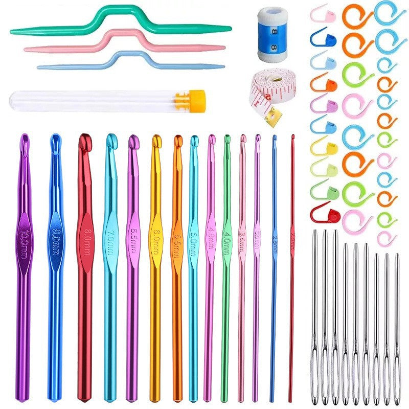 Cross-border 100-piece crochet set Color alumina single head Full set of crochet DIY knitting tools Material