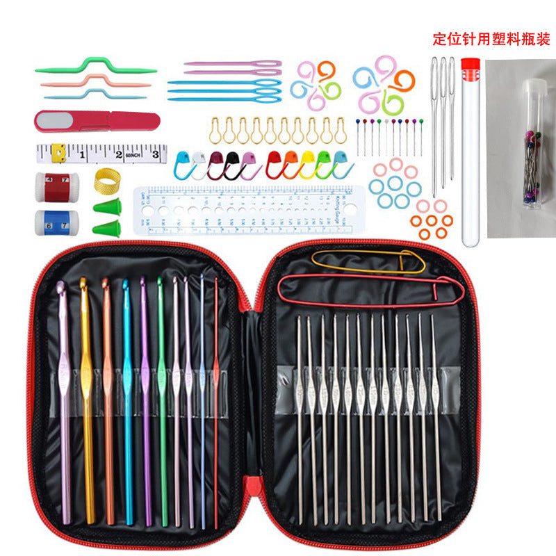 Cross-border 100-piece crochet set Color alumina single head Full set of crochet DIY knitting tools Material