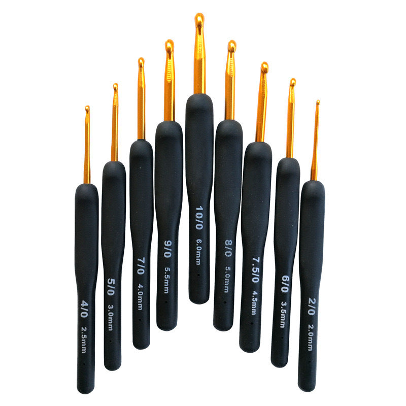 black silicone handle crochet set, sweater knitting tool, black soft handle crochet.