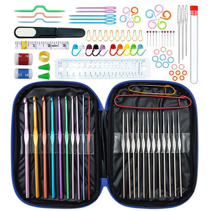 Cross-border 100-piece crochet set Color alumina single head Full set of crochet DIY knitting tools Material