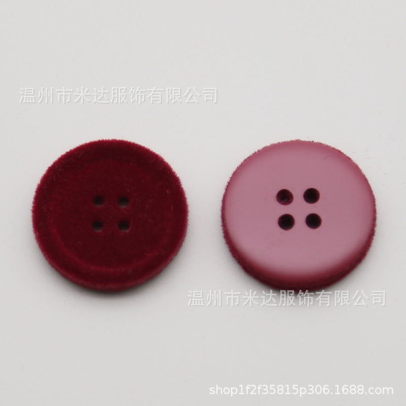 Resin four-eye button woolen coat trench coat sweater decoration button universal hand-sewn high-end flocking button