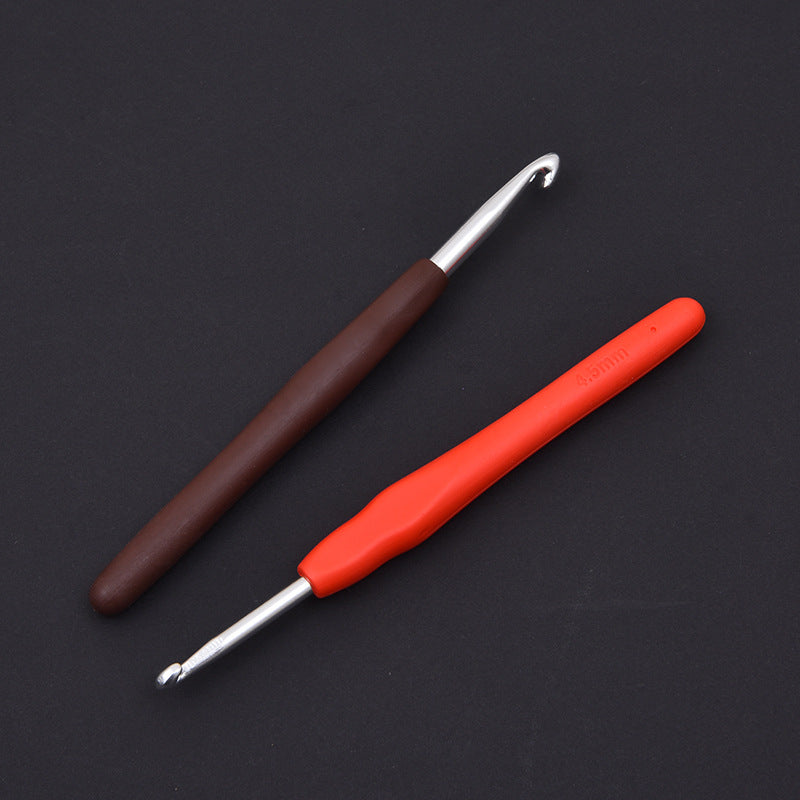 Handwoven Rainbow Soft Handle Crochet TPR Soft Handle Crochet Solid Soft Handle Aluminum Crochet Crochet Set Wool Needle