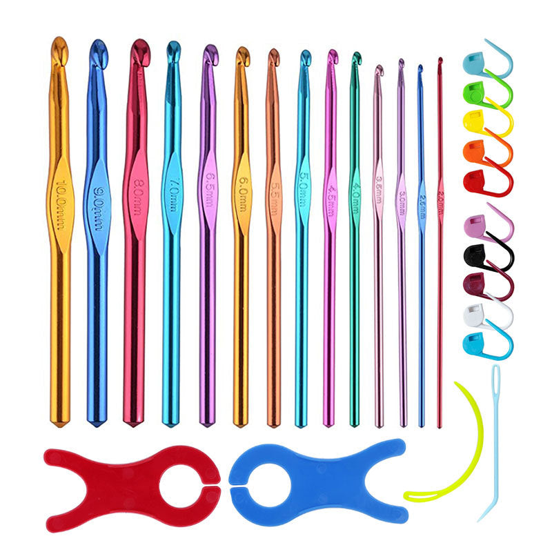 Cross-border 100-piece crochet set Color alumina single head Full set of crochet DIY knitting tools Material