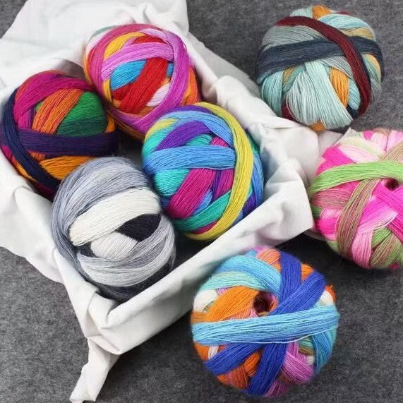 Autumn and winter mercerized shawl thread, scarf thread, long section dyed wool lace thread, hand-woven Australian hair rainbow thread