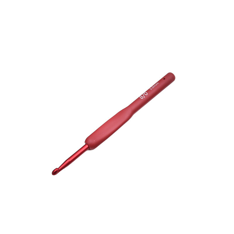 Red crochet DIY hand knitting tool alumina hook wool needle bag silicone non-slip crochet wholesale