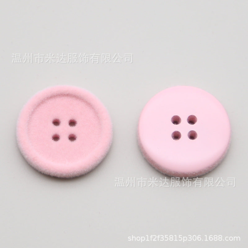 Resin four-eye button woolen coat trench coat sweater decoration button universal hand-sewn high-end flocking button