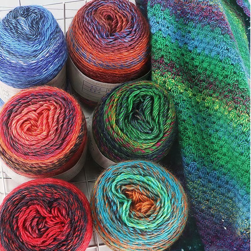 New Rainbow Thread Bohemian Rainbow Medium Thickness Hand Knitted Wool Cake Thread Crafts